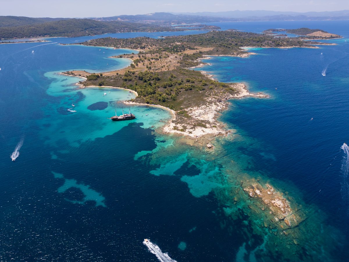 aerial-view-of-diaporos-island-on-sithonia aerial view of diaporos island in sithonia